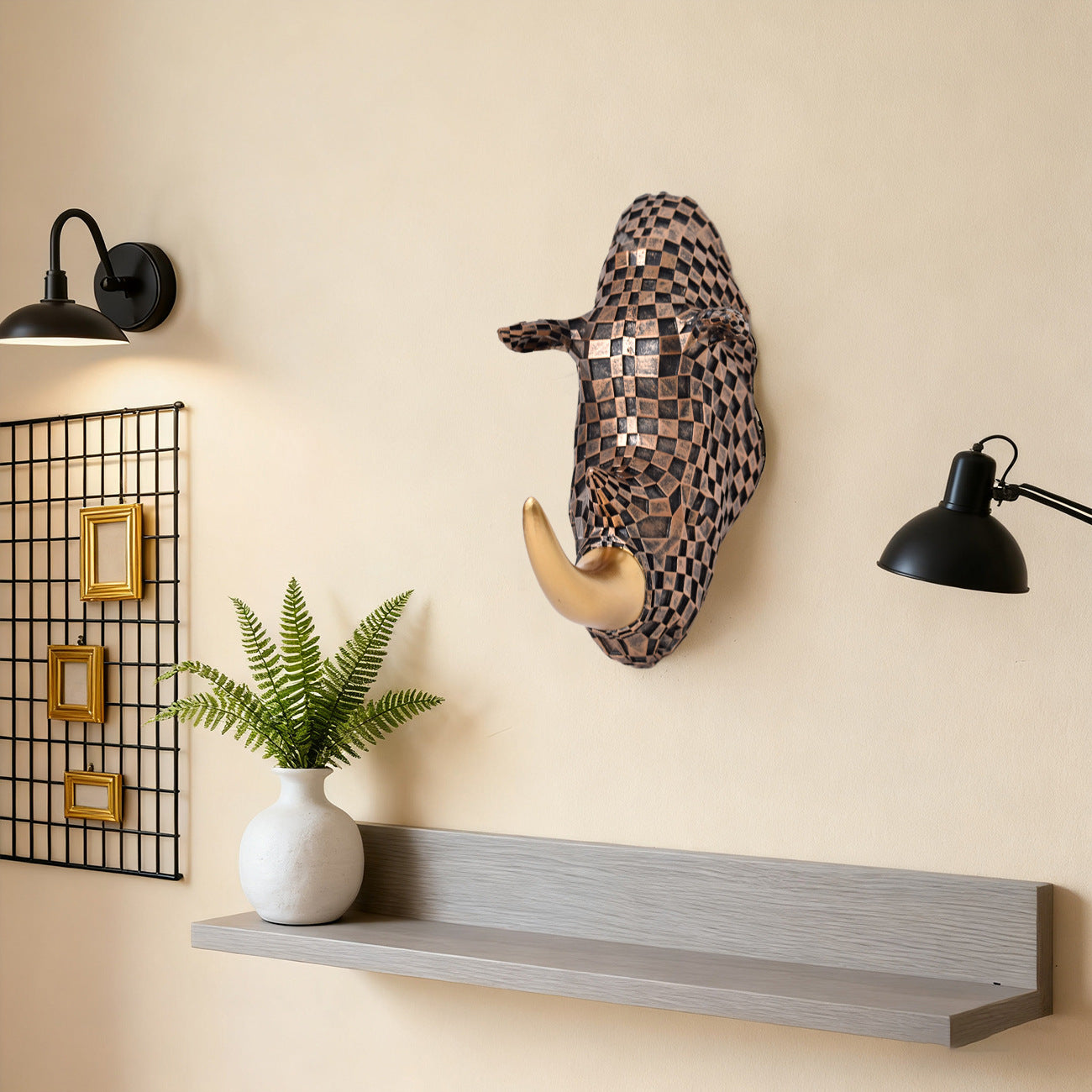 Artistic Wall Mounted Deer Head Sculpture Homeandso