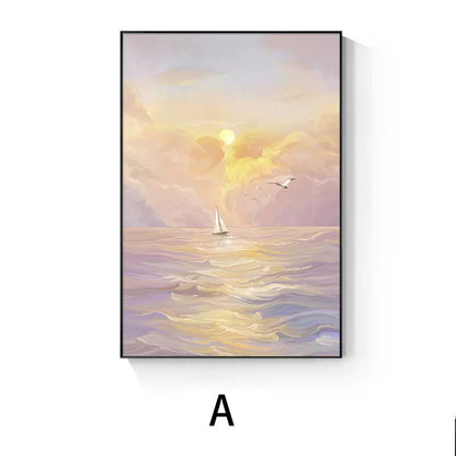 Framed Coastal Sunset Canvas Artwork Homeandso