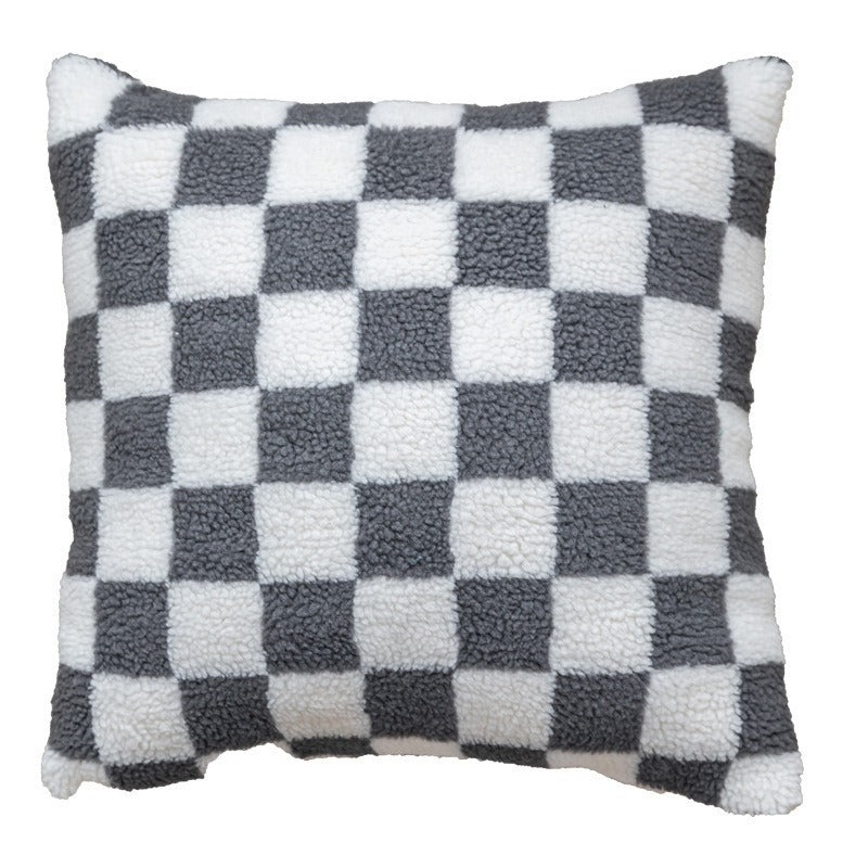Plush Checkerboard Throw Pillow