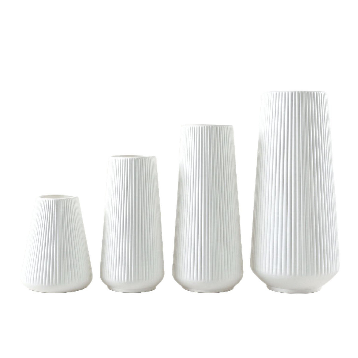 Modern Vertical Ribbed Ceramic Vase