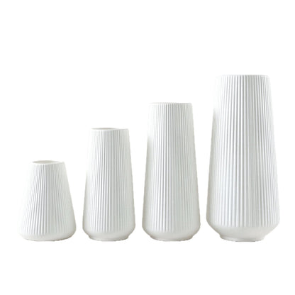 Modern Vertical Ribbed Ceramic Vase