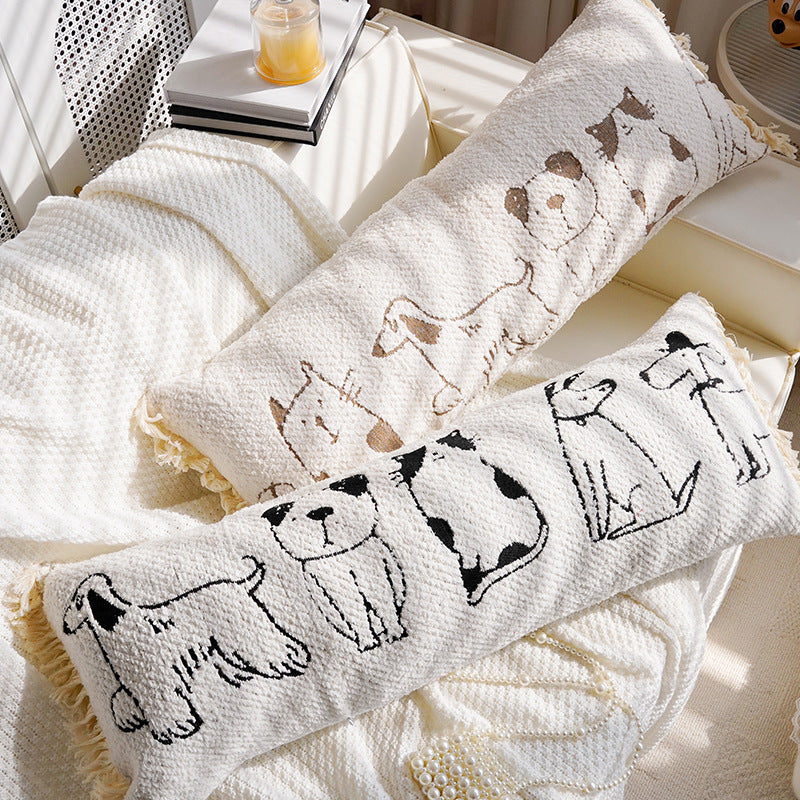 Dog-Themed Decorative Lumbar Pillow