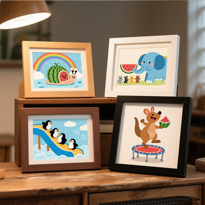 Playful Animal Illustration Art Frame