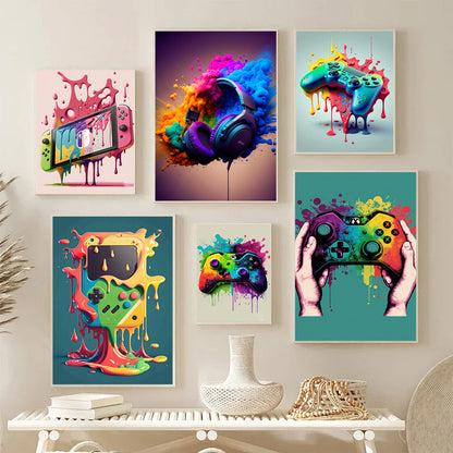 Vibrant Retro Gaming Console Art Print Homeandso