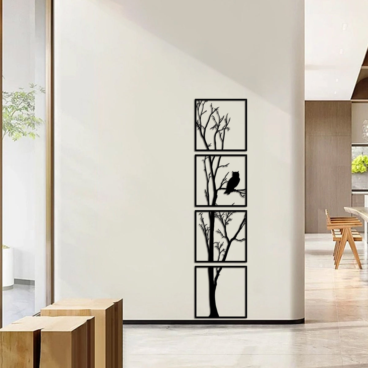 Artistic Tree and Owl Wall Art Homeandso