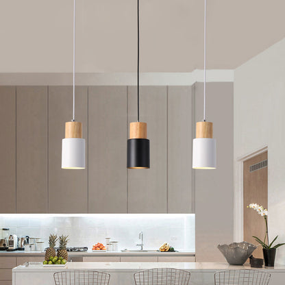 Modern Wooden and Metal Pendant Light