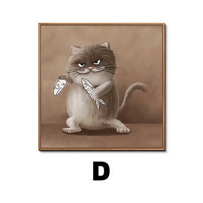 Whimsical Cat Illustration Framed Artwork Homeandso