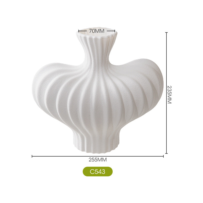 Decorative Ribbed Ceramic Vase Homeandso