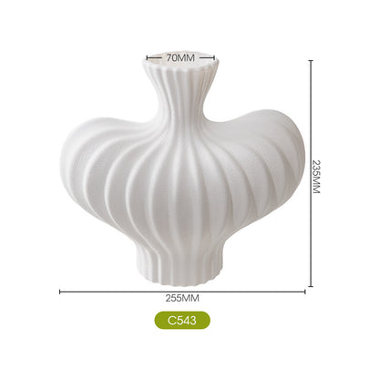 Decorative Ribbed Ceramic Vase Homeandso