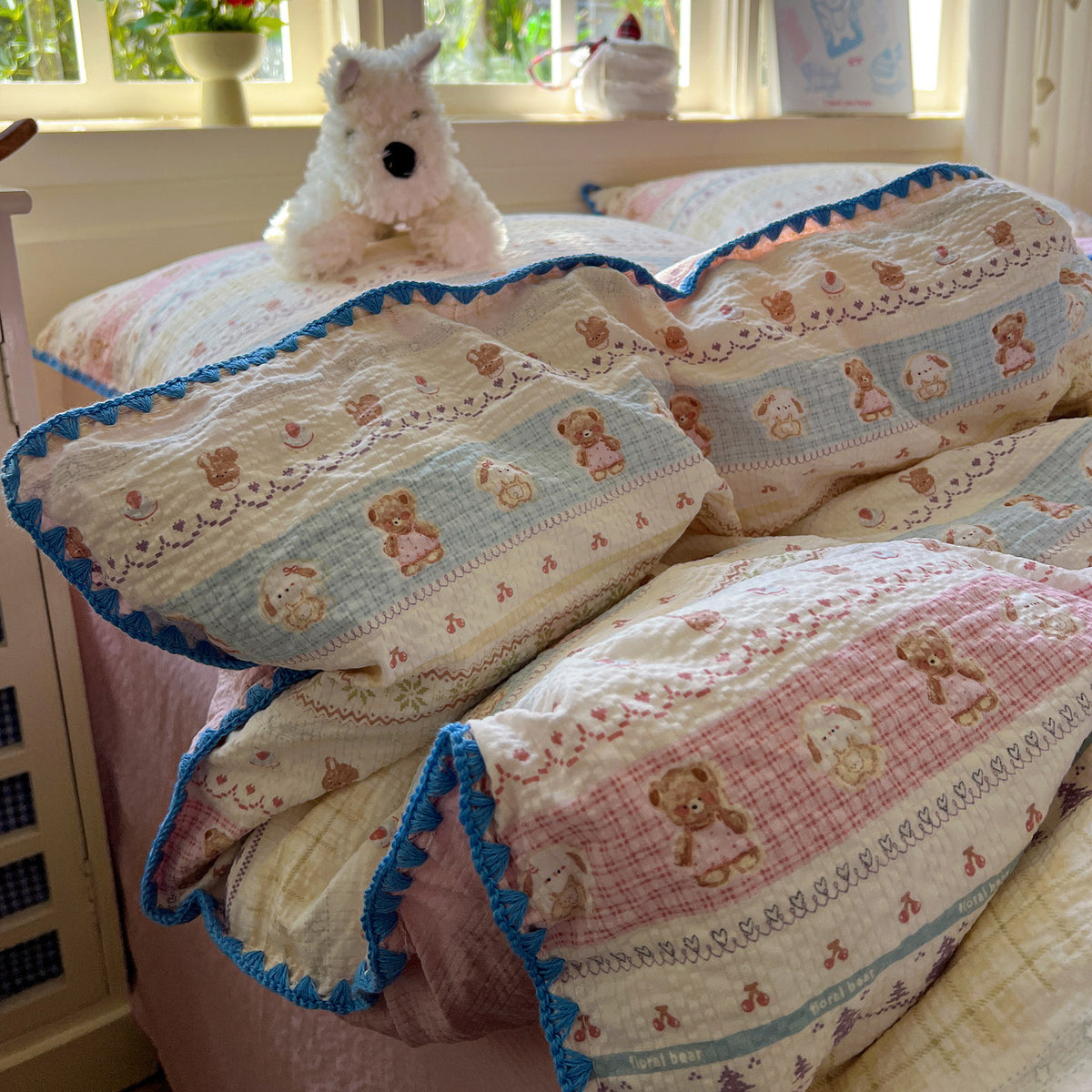Playfully Embroidered Quilt Cover Set