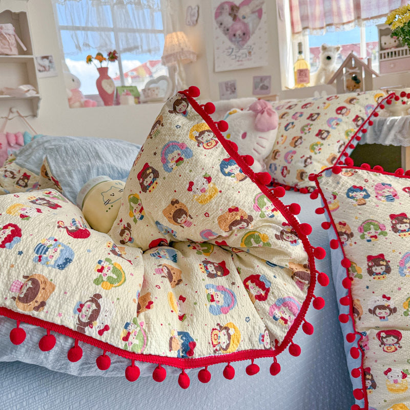 Heart Patterned Decorative Pillow and Duvet Cover Set Homeandso