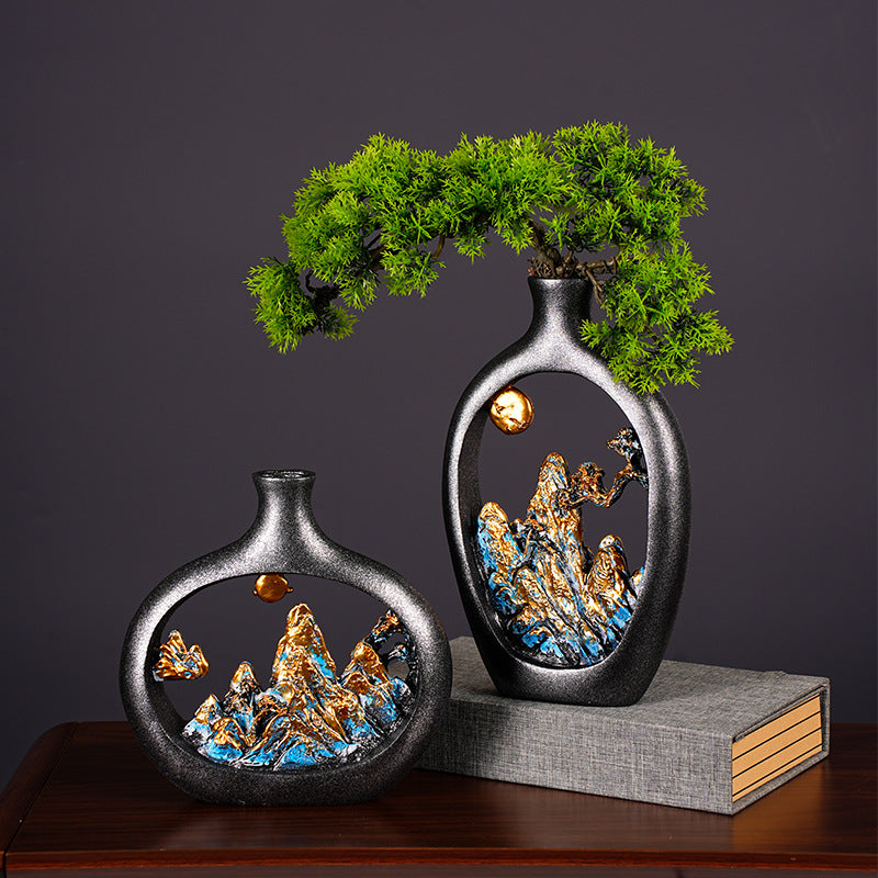 Artistic Mountain Landscape Decorative Vase Homeandso