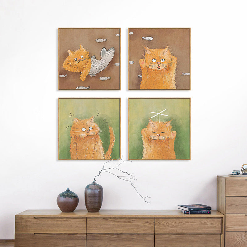Whimsical Cat Illustration Framed Artwork Homeandso