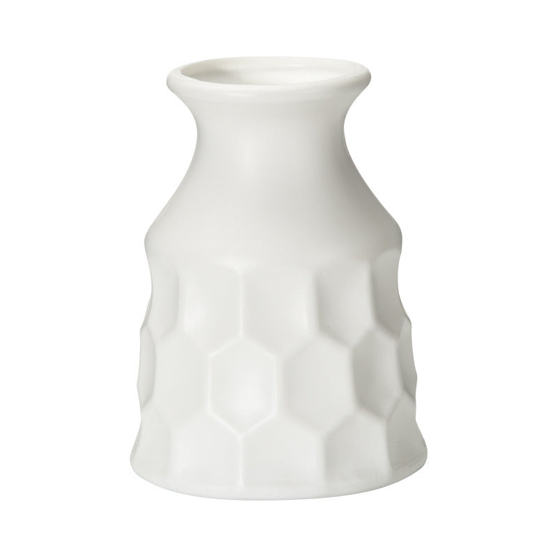 Textured Honeycomb Ceramic Vase