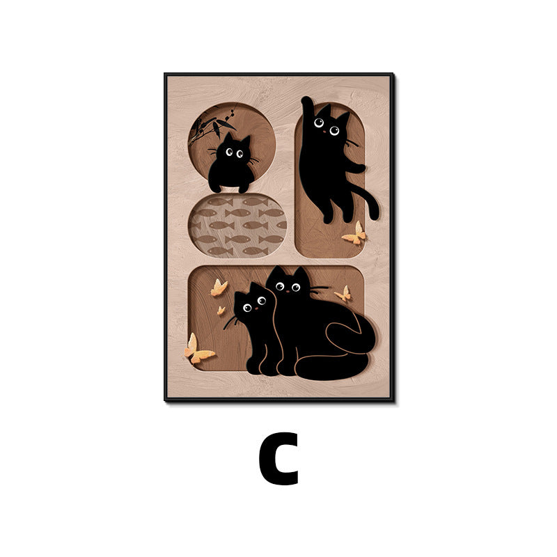 Whimsical Cat-Themed Framed Art Print Homeandso