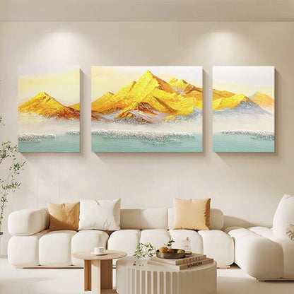 Textured Mountain Landscape Triptych Artwork Homeandso