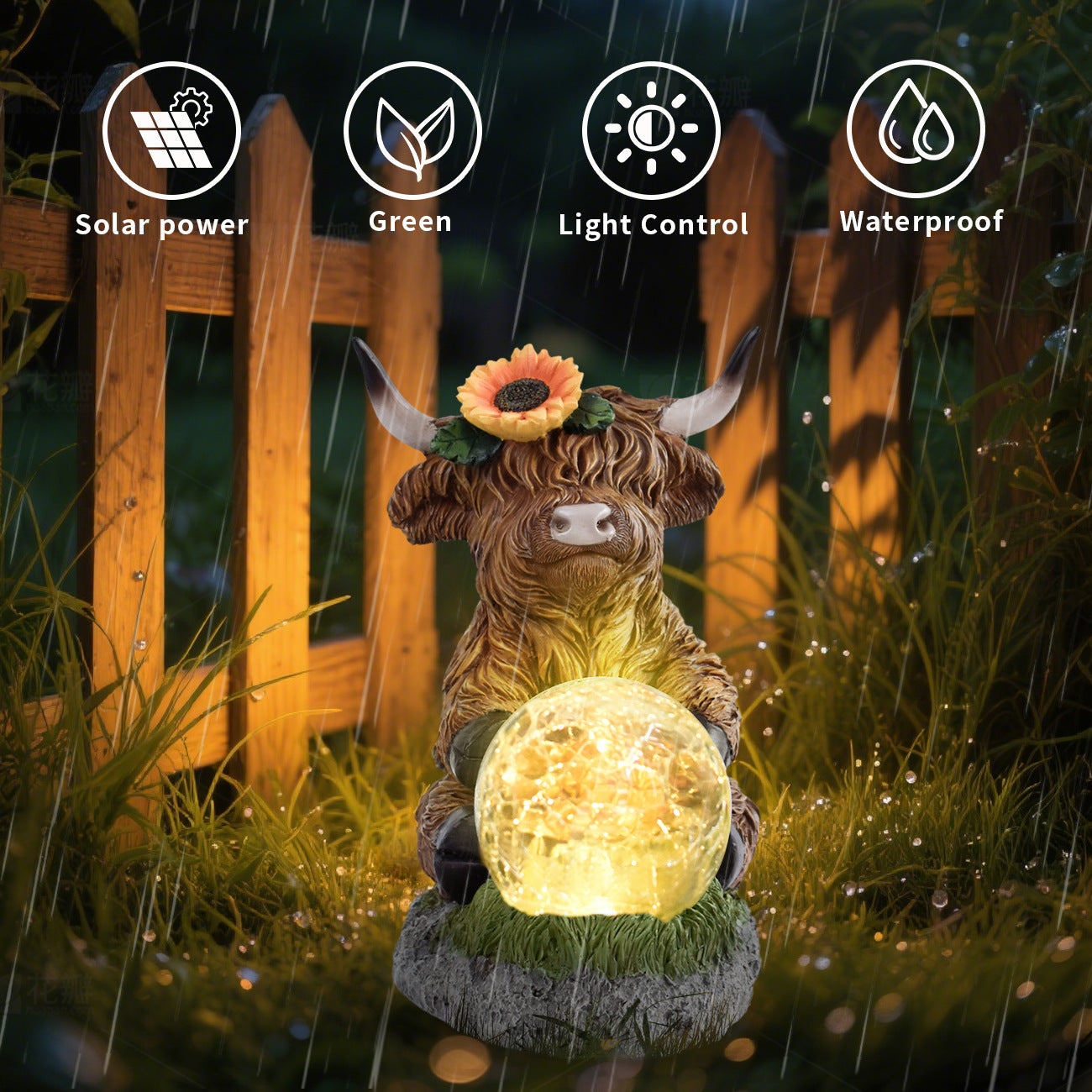 Decorative Highland Cow Solar Lantern Homeandso