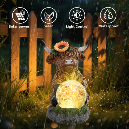 Decorative Highland Cow Solar Lantern Homeandso