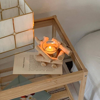 Rustic Natural Wood Candle Holder
