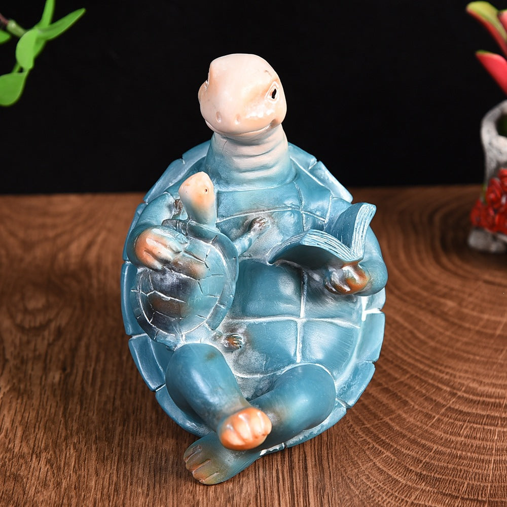 Reading Turtle Figurine Homeandso