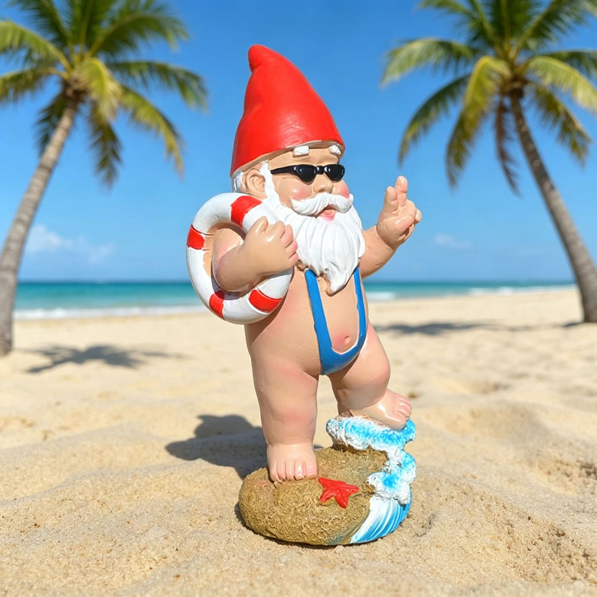 Whimsical Beach Gnome Figurine Homeandso