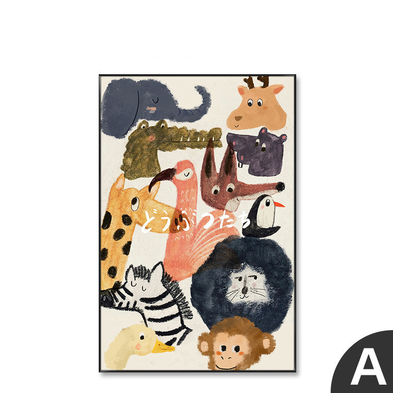 Playful Animal Illustration Canvas Wall Art Homeandso