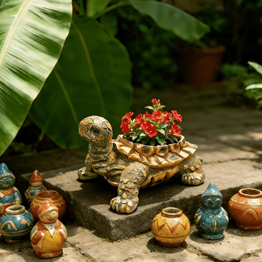 Turtle-Shaped Decorative Planter Homeandso