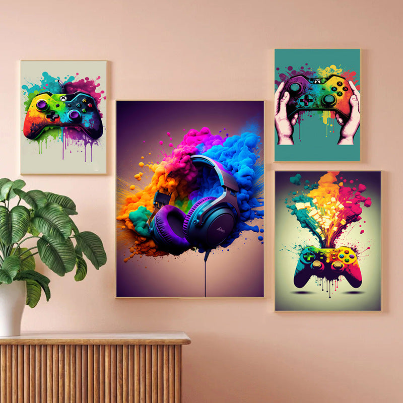 Vibrant Retro Gaming Console Art Print Homeandso