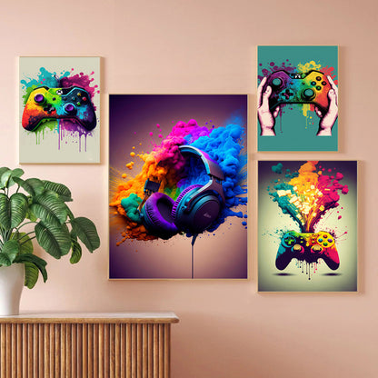 Vibrant Retro Gaming Console Art Print Homeandso