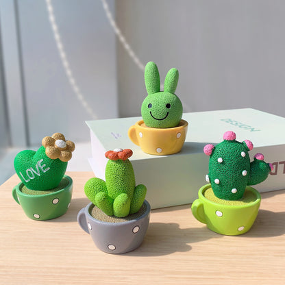Playful Cactus and Bunny Figurine Set Homeandso