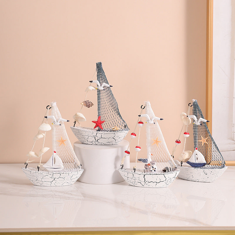 Nautical-Themed Decorative Sailing Boat Model Homeandso