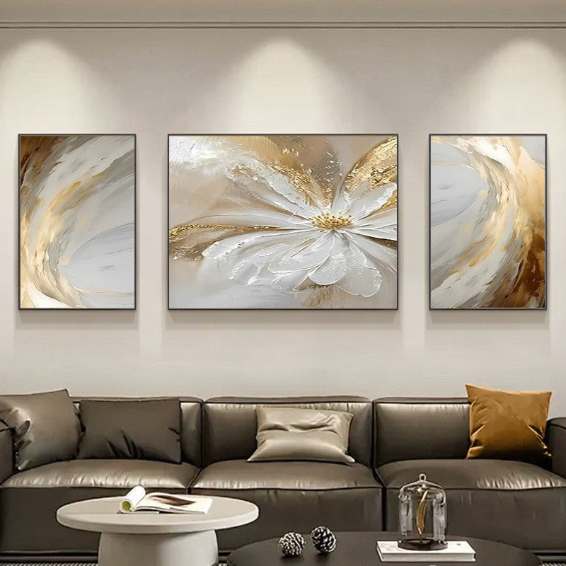 Abstract Floral Triptych Canvas Art Homeandso