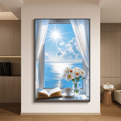 Coastal Window View Canvas Art Homeandso