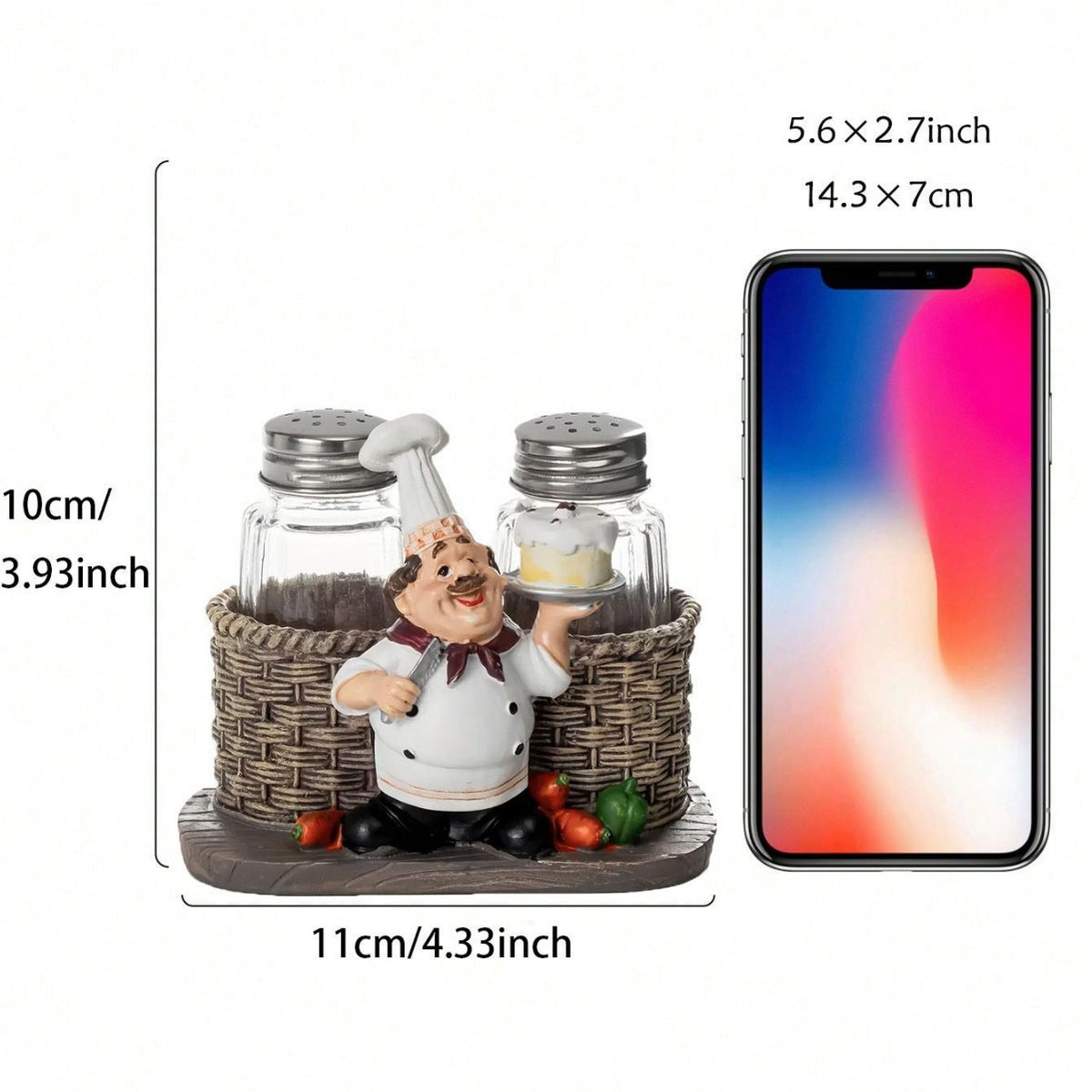 Chef-Themed Decorative Salt and Pepper Shaker Holder Homeandso