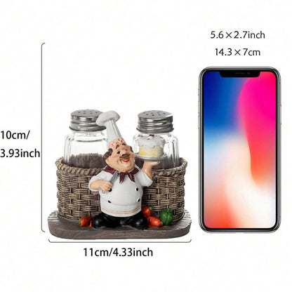 Chef-Themed Decorative Salt and Pepper Shaker Holder Homeandso