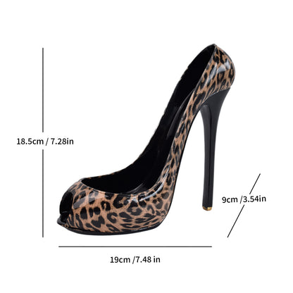 Leopard Print Peep-Toe High Heels Homeandso