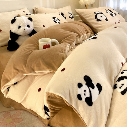 Soft Plush Cartoon-Themed Duvet Cover Set