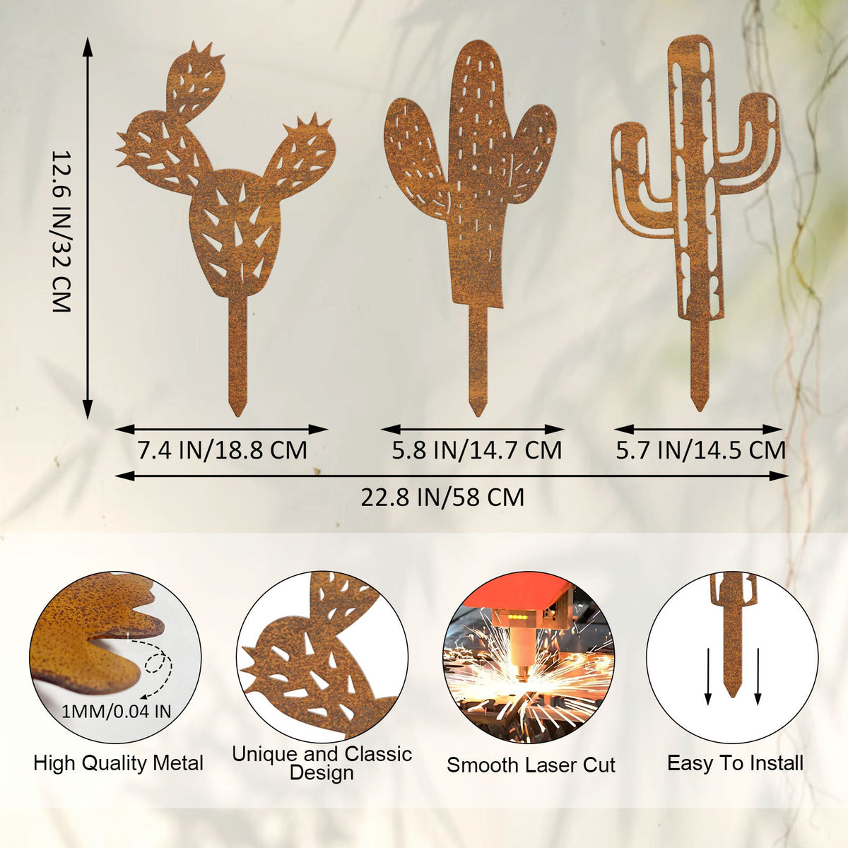 Decorative Cactus Garden Stakes Homeandso