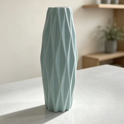 Textured Geometric Ceramic Vase