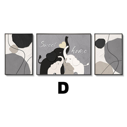 Abstract Elephant-Themed Triptych Canvas Art Homeandso