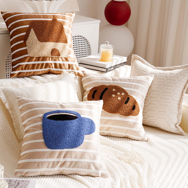Decorative Croissant-Themed Pillow