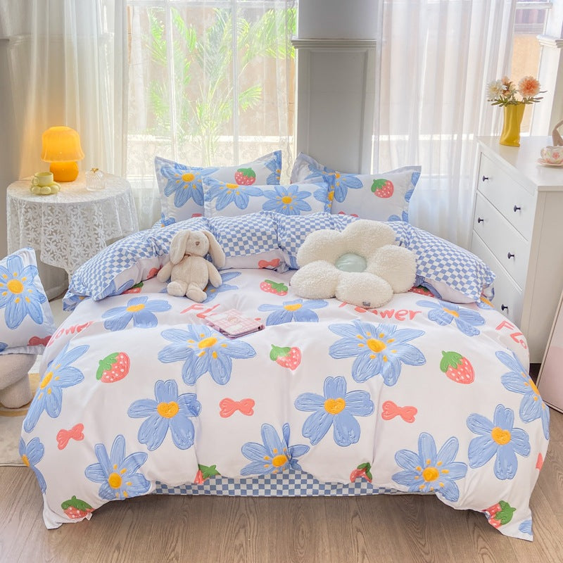 Playful Floral Cartoon Duvet Cover Set Homeandso