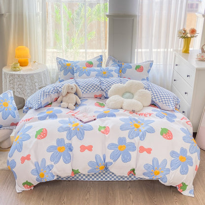 Playful Floral Cartoon Duvet Cover Set Homeandso