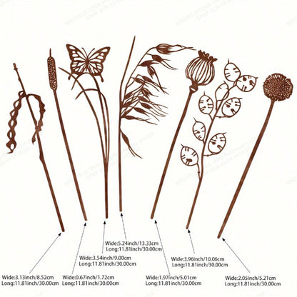 Decorative Metal Garden Stake Set Homeandso