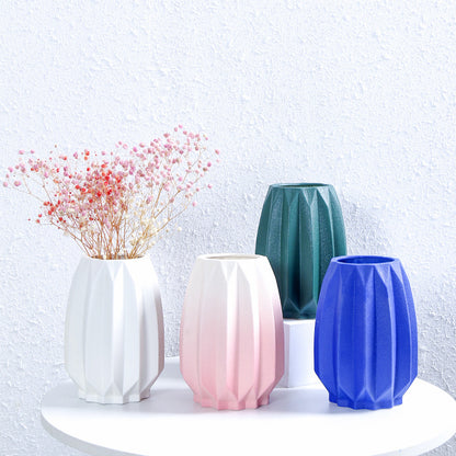 Textured Geometric Ceramic Flower Vase