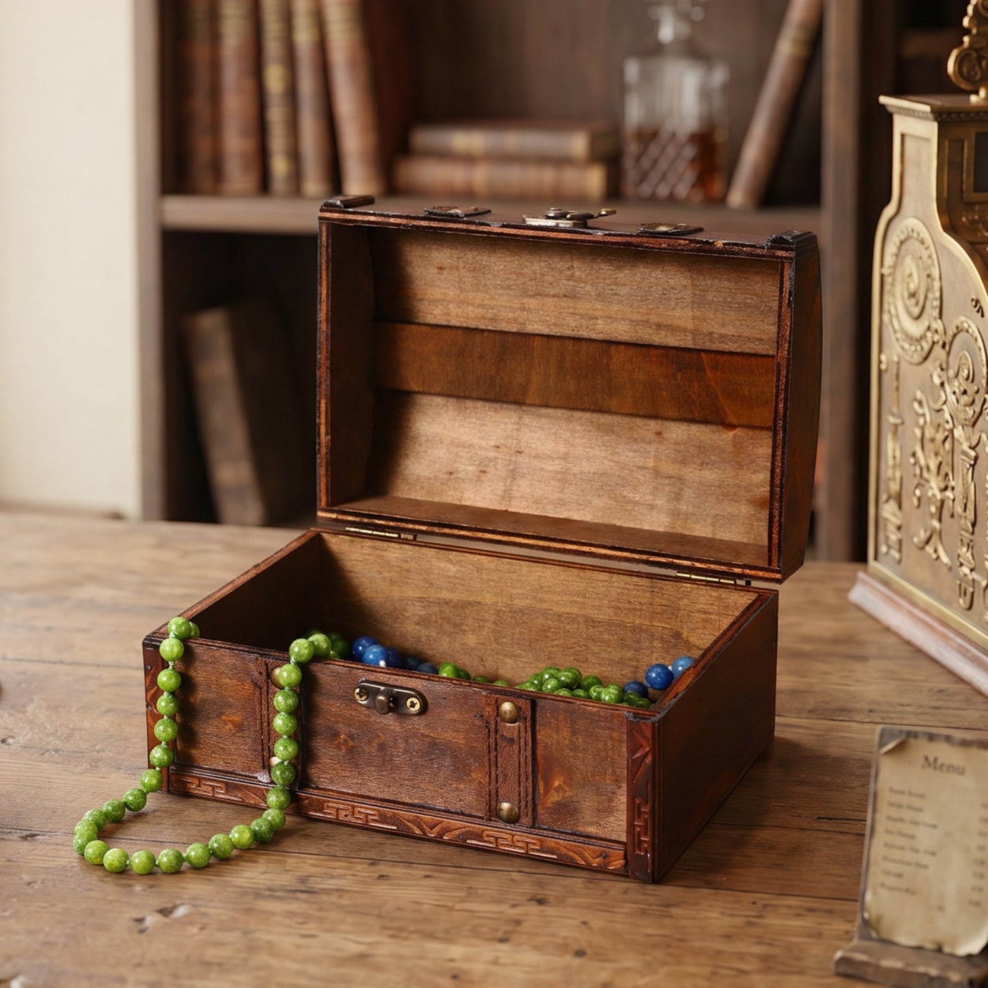 Antique Decorative Wooden Treasure Chest Homeandso