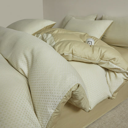 Embroidered Leaf Print Duvet Cover Set