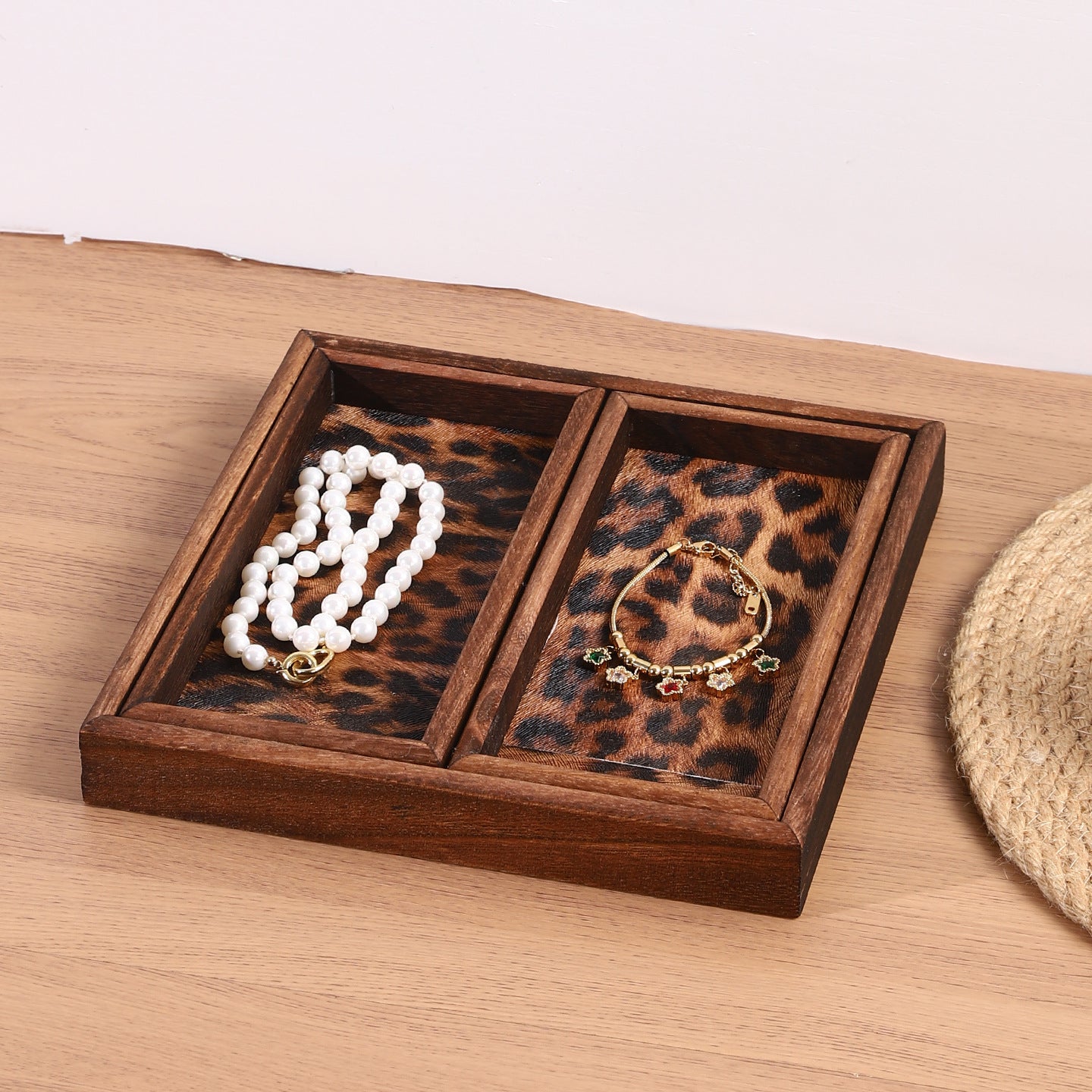 Decorative Wooden Tray with Leopard Print Homeandso