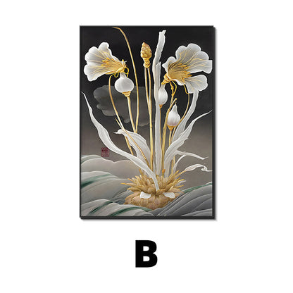 Elegant Lotus Flower Framed Art Homeandso