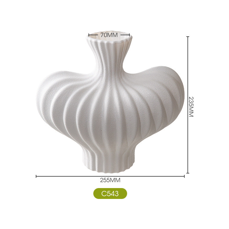 Decorative Ribbed Ceramic Vase Homeandso